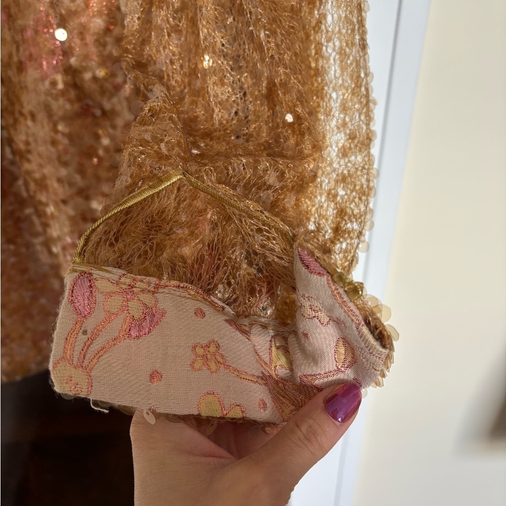 NWT Free People Stars Align Gold Sequin Mesh Long Sleeve Mini Party Dress - Picture 6 of 12